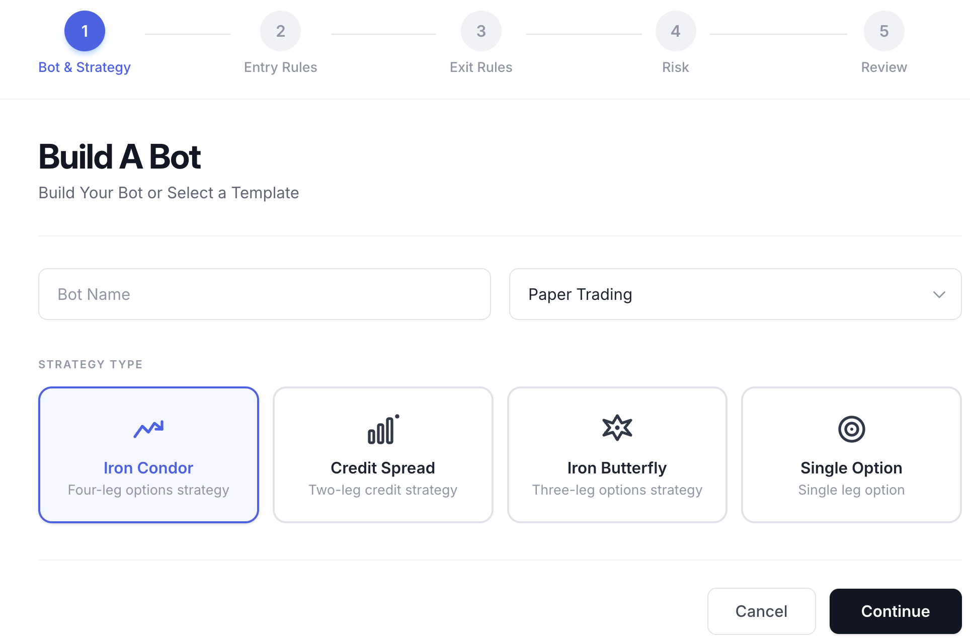 An options trading automation dashboard
