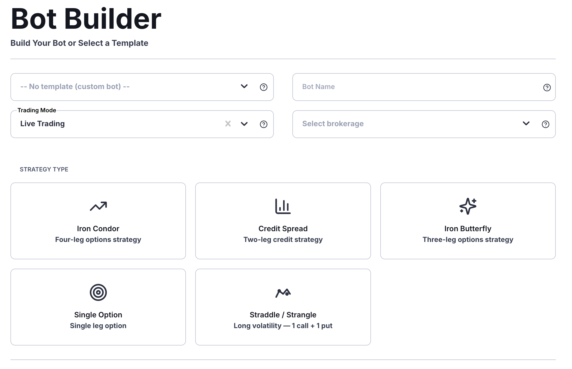 Bot Builder — build your bot or select a template